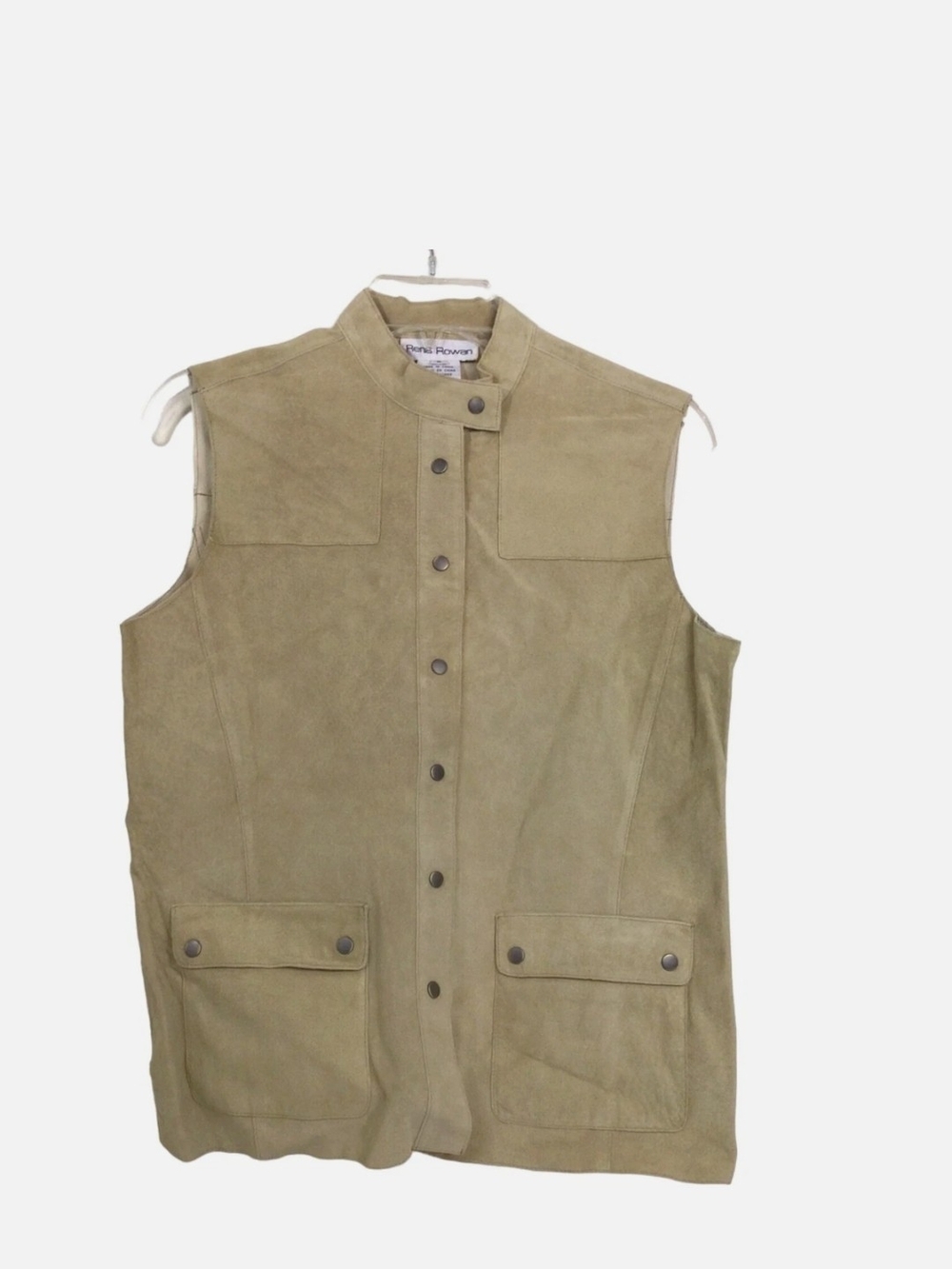 Suede Utility Vest - Olive Tan